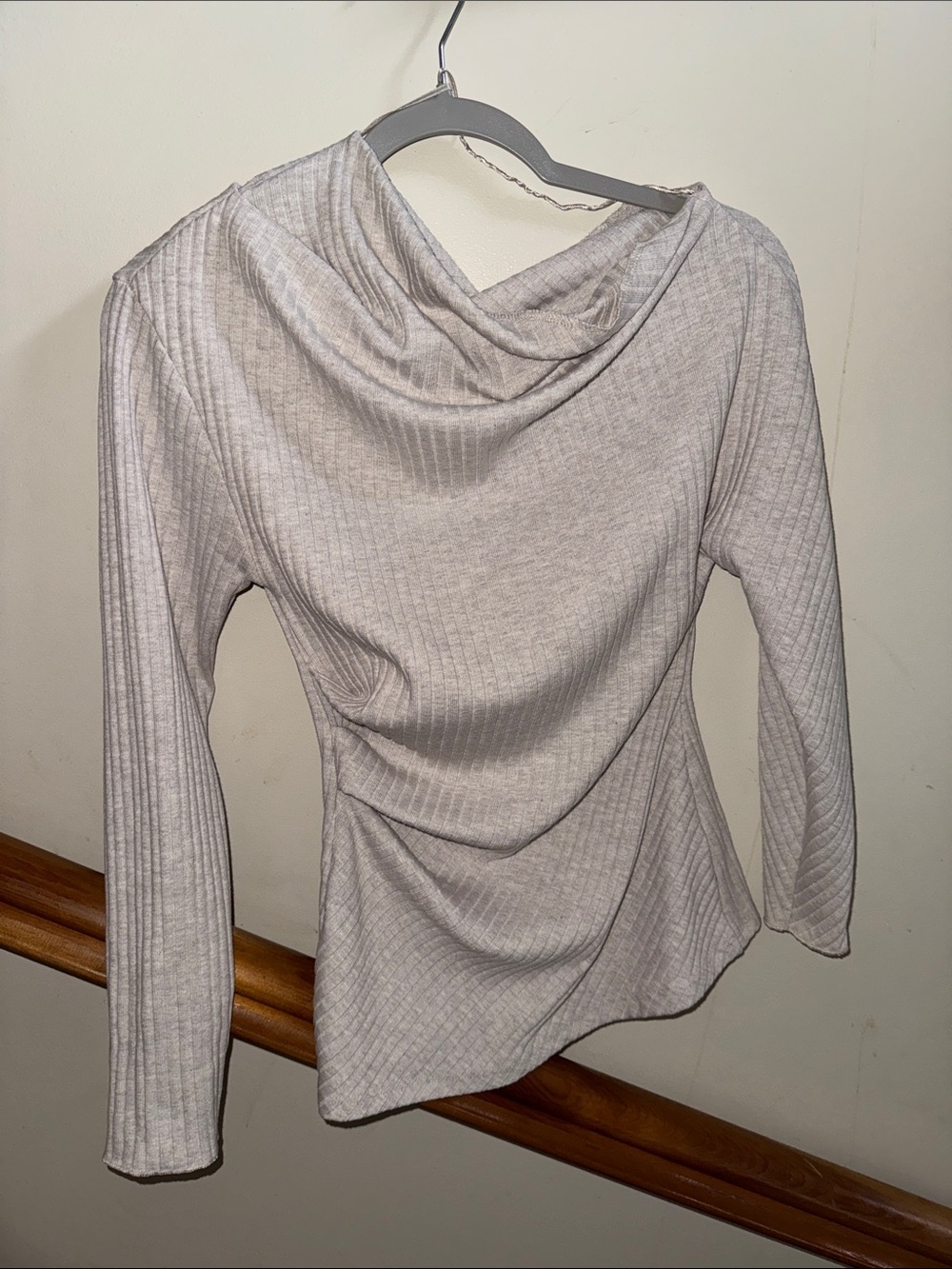 Zara Light Gray Ribbed Asymmetrical Top